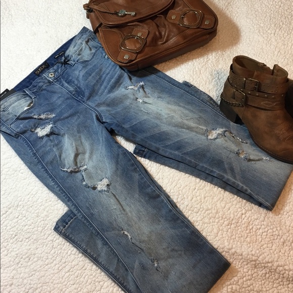 Suede flare leg destruction jeans NWT - Picture 1 of 2
